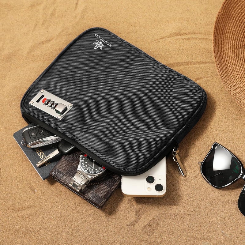 KOSMCCO Anti-Theft Locking Beach Bag, 9x7.5-inch Portable Beach Safe for Securing Your Valuables and Phone – Black - Image 3